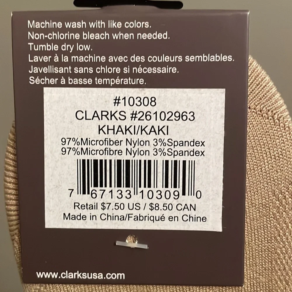 Clarks No Show Microfiber nylon socks
